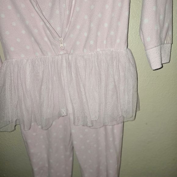 Pink Polka Dot Hooded Pajama Set with Tulle Skirt - Picture 6 of 11
